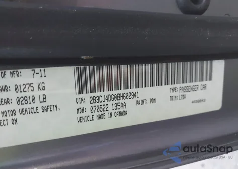 2011 Dodge Challenger z USA, uszkodzony, nr VIN 2B3CJ4DG0BH602941
